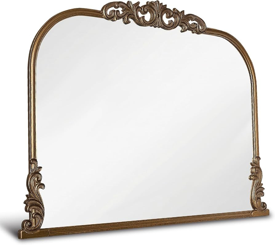 Wylde Iris English Estate Carved Arch Wood Wall Mirror, Mirror for Entryway, Living Room, Bathroo... | Amazon (US)