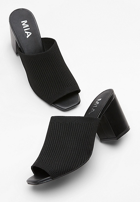 MIA™ Patina Black Knit Heel | Maurices