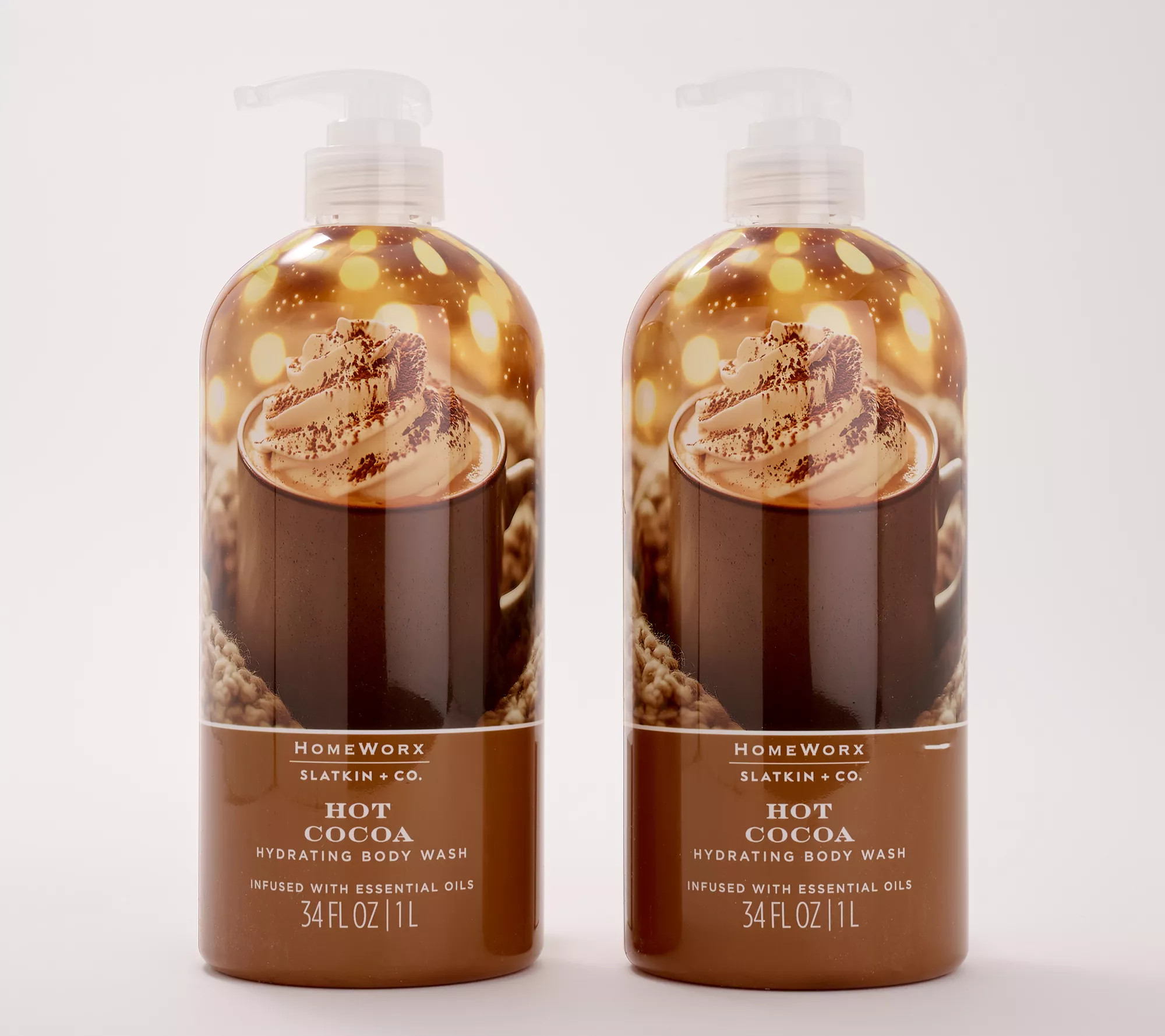 HomeWorx by Slatki + Co. S/2 34oz Body Wash - Hot Cocoa | QVC