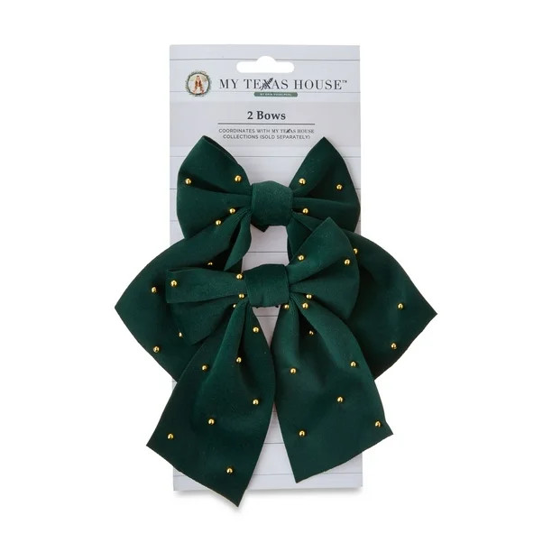 Green Pearl Beaded Decorative Christmas Bow, 6", by My Texas House | Walmart (US)