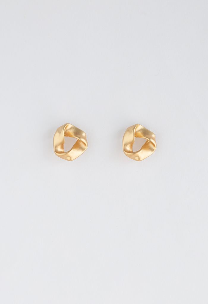 Twist Golden Stud Earrings | Chicwish