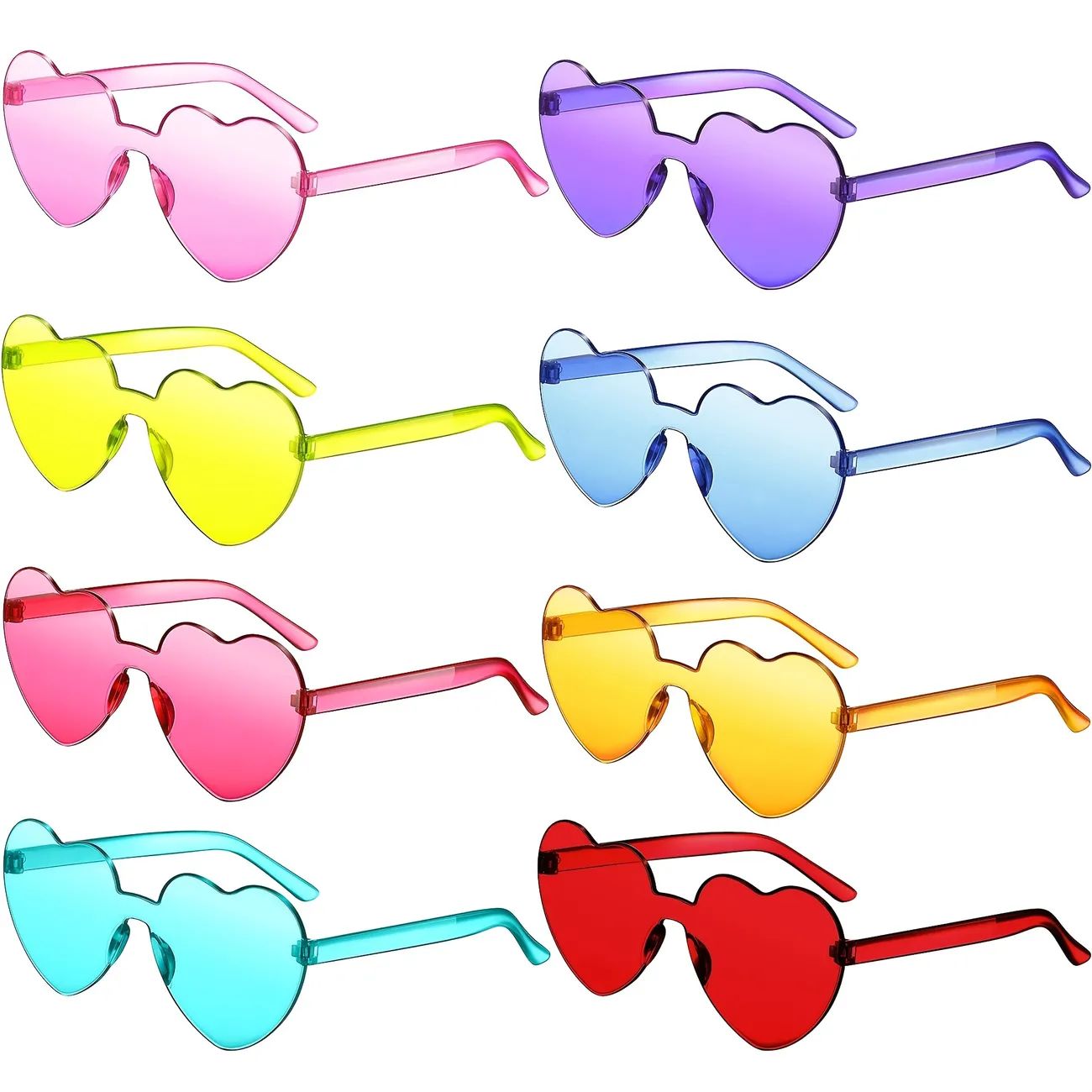 8 Pairs Rimless Sunglasses Heart Shaped Glasses Candy Color Transparent Eyewear For Party Prom | Temu Affiliate Program