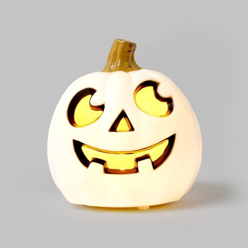 5&#34; Light Up Pumpkin with Happy Face White Halloween Decorative Prop - Hyde &#38; EEK! Boutiqu... | Target