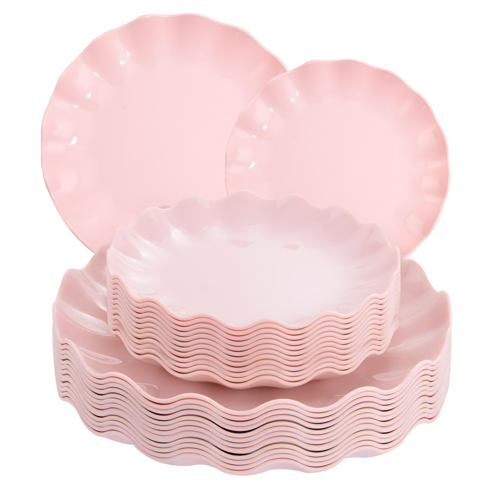LIYH 24pcs Pink Plates Reusable,Pink Plastic Plate Durable and Microwave Dishwasher Safe,Baby Sho... | Amazon (US)