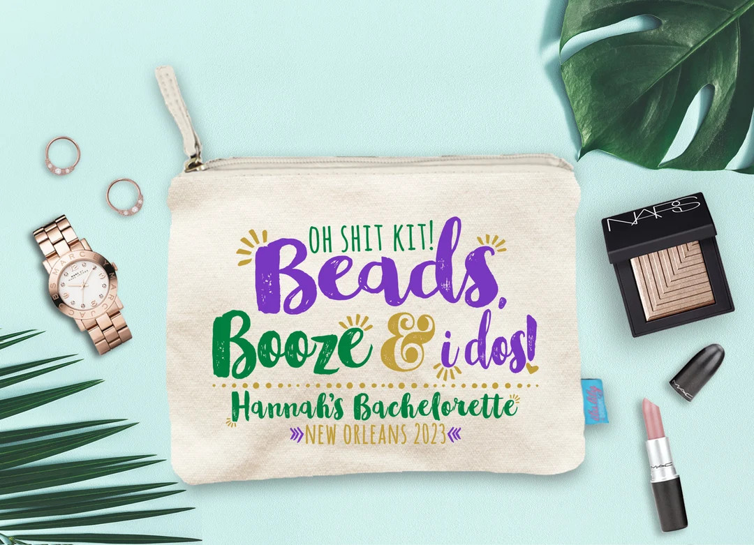 Beads Booze I Dos New Orleans Bachelorette Party Makeup Bag - Etsy | Etsy (US)