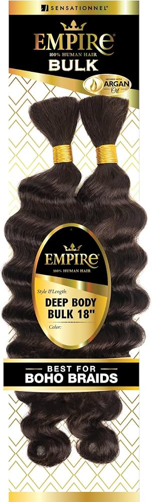 Sensationnel Empire bulk braiding – deep body human hair braids for knotless boho box or curly ... | Amazon (US)