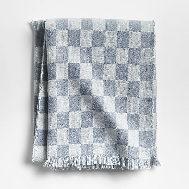 Cloudy Blue Checkmate Baby Stroller Blanket by Leanne Ford | Crate & Kids | Crate & Barrel