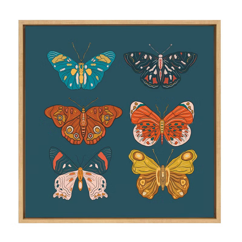 22" x 22" Sylvie Free Wings Framed Wall Canvas by Oris Eddu Natural - Kate & Laurel All Things De... | Target
