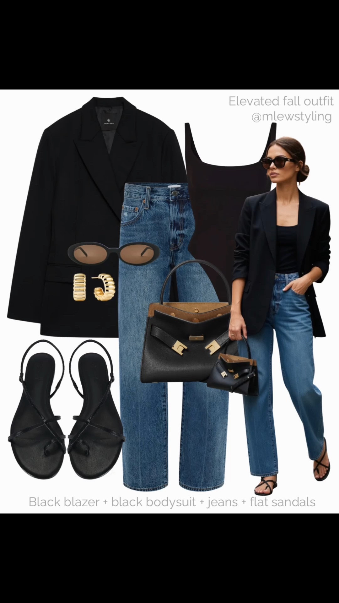 Elevated jeans outfit 〰️

Tags: summer to fall transitional look, anine bing black blazer, pistola denim, reformation sandals, skims black bodysuit, Tory Burch bag, neural aesthetic, all-black outfit, capsule wardrobe

#LTKjeans #LTKworkwear #LTKfall