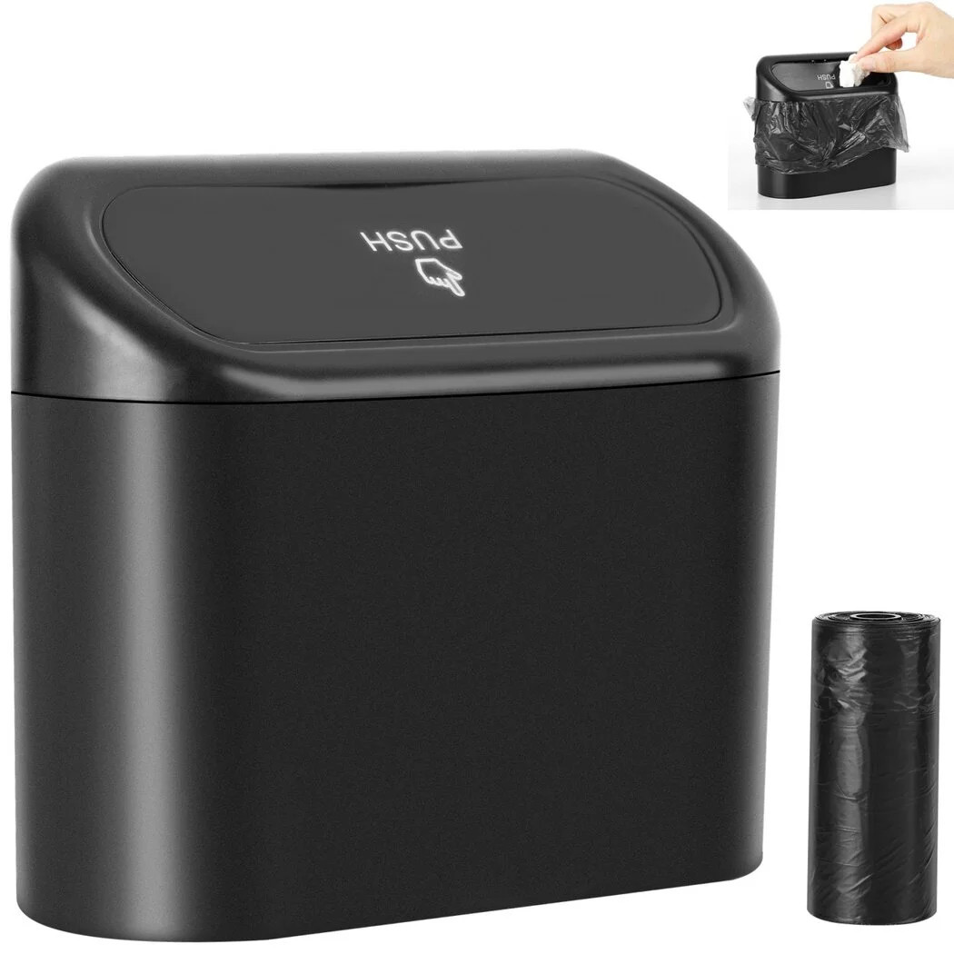 Car Trash Can Bin with Lid, Vehicle Trash Can with Trash Bags, Waterproof Mini Garbage Organizer,... | Walmart (US)