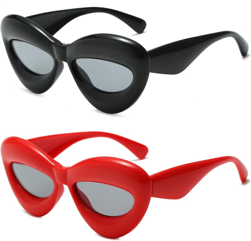 Long Keeper Sexy Lip Sunglasses - Unique Women Cute Cat Eye Sunglasses Thick Frame Candy Color No... | Amazon (UK)