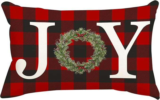 ADFLOOD Christmas Pillow Covers 12X20 Buffalo Joy Garland Decorative Throw Pillows Decoration Hol... | Amazon (US)