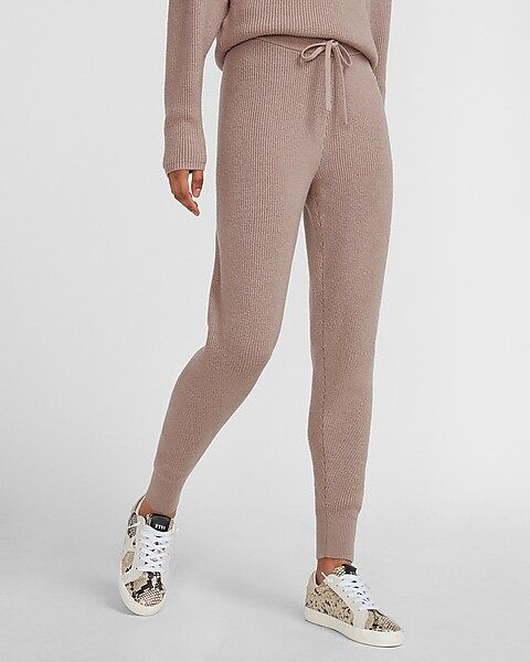 High Waisted Ribbed Knit Jogger Pant | Express