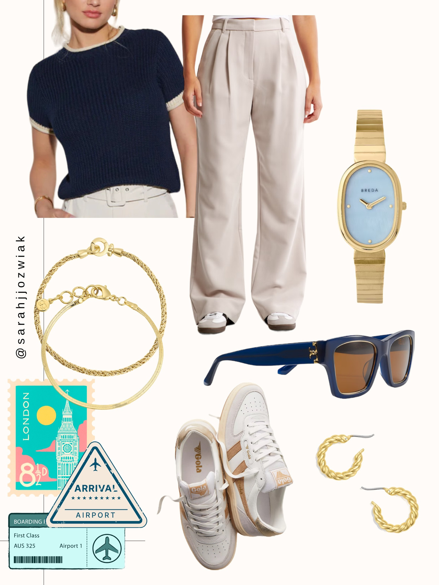 Europe outfit idea #2. Love this unique sweater top I found on Vici. Ordered with the vision of wearing this in London but I can also wear this to work after the trip. Tags: Europe outfit, Europe outfit ideas, Vici, Vicidolls, Abercrombie, trendy work outfit, corporate girly, gola sneakers, gold watch 

#LTKfindsunder50 #LTKeurope #LTKtravel