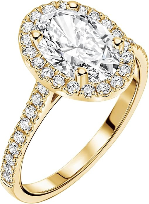 EcoGems Lab Grown Diamond & Moissanite Engagement Ring Collection – Cushion & Oval Halo setting... | Amazon (US)