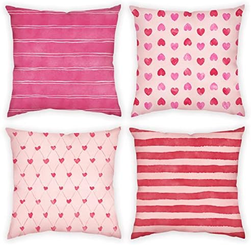 Bunny Chorus Valentine's Day Decoratiations 18x18 Pillow Cover 4pcs for Home, Pink Red Love Heart... | Amazon (US)