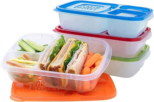 EasyLunchboxes - Bento Lunch Boxes - Reusable 3-Compartment Food Containers for School, Work, and... | Amazon (US)