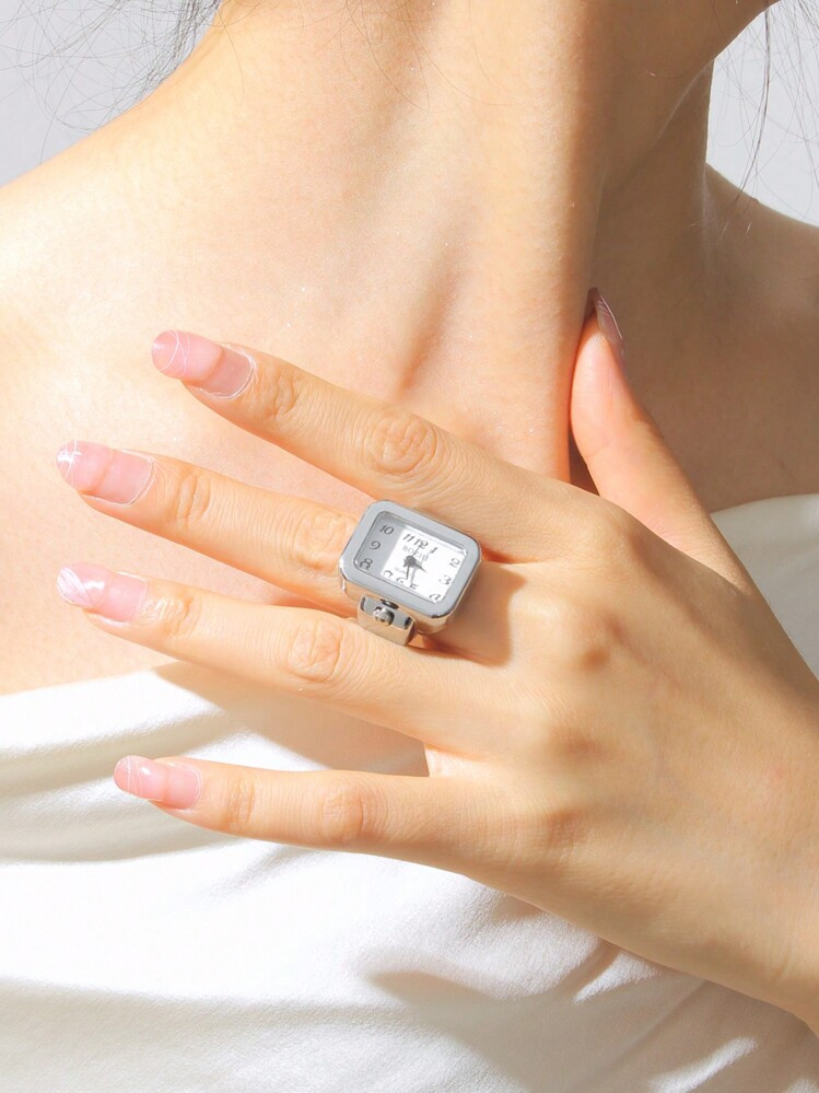 1PC Elegant Quartz Flower Ring Watch With Rhinestone Accents - Adjustable Fashion Jewelry For Women, Daily Wear, And Gifts | SHEIN