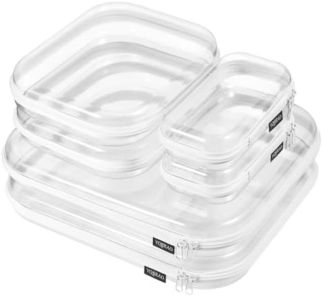 6 Pack Clear Hard Shell Zipper Case, 1.2mm Heavy Duty Crush-Proof Diaper Bag Organizer Pouches, T... | Amazon (US)