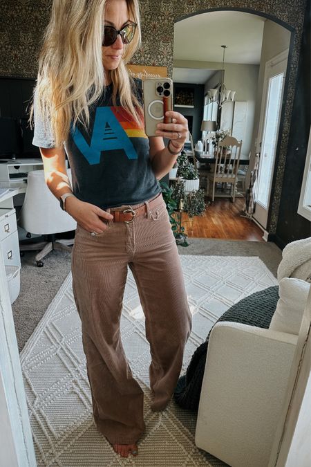 Today’s outfit inspo! My favorite brand of jeans just got better with their corduroy wide legs in two colors! The camel color just arrived and they are SO comfortable. Light weight, stretchy, and always the perfect size. Aviator Nation tee’s were on sale over the holiday weekend so I scooped up a new tee to add to my “comfiest tees ever” collection. 
Good American
Aviator Nation
Revolve
Abercrombie
YSL
Birkenstock 
Fall Fashion 


#LTKstyletip #LTKfindsunder100 #LTKSeasonal