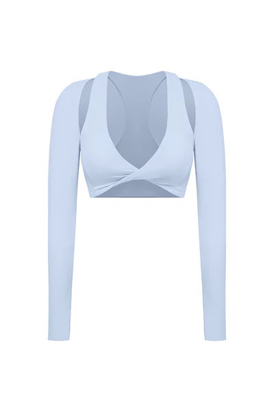 Twist-Front Shoulder Cut Crop Top | WISKIIACTIVE