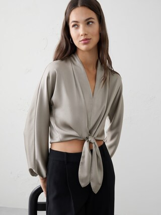 Silky Bubble-Sleeve Top | Banana Republic Factory
