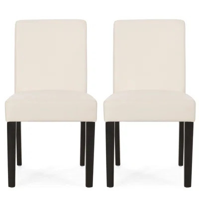 Dining Chair (2 Pcs) - Beige Fabric Upholstered, Strong Tapered Legs, 19.25"w X 24.53"d 34.84"h, Classy Seating Piece Of 2 Upholstery, Leg Structure, | Wayfair North America