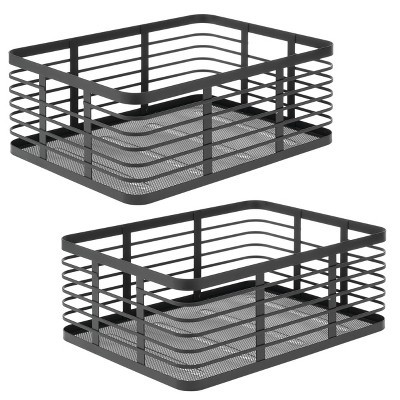 mDesign Metal Pantry Basket with Handles - Set of 2 - Matte Black | Target