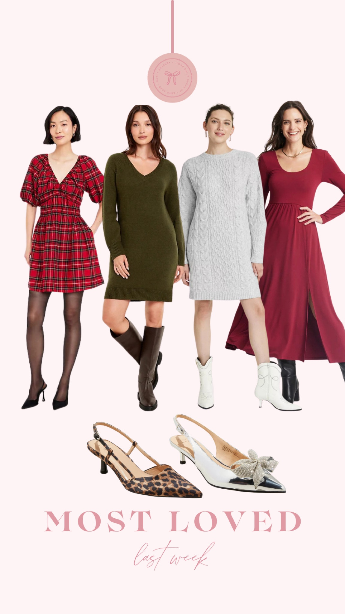 Top sellers from last week!! I loved these dresses too - sweater dresses - holiday outfits - family photo dresses - holiday shoes 

#LTKHoliday #LTKWorkwear #LTKSeasonal