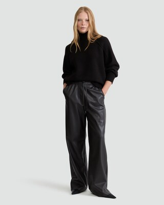 The F&F Edit Faux Leather Wide Leg Drawstring Trousers in Chocolate | Tesco F&F