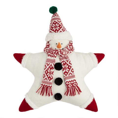Star Shaped Snowman Throw Pillow | World Market