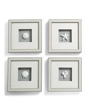 Set Of 4 9x9 Resin Coastal Shell Decorations | TJ Maxx