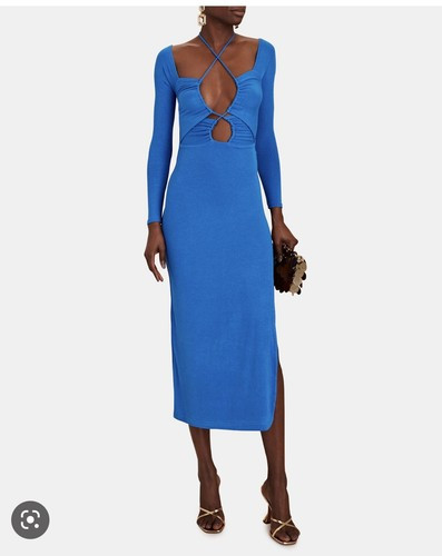 Lama Jouni Cut-Out Ribbed Cotton Midi Dress small | eBay US