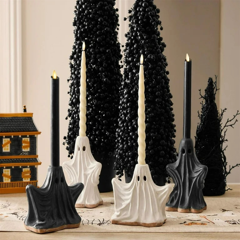 Pottery Barn Ceramic Ghost Candle Holder 4pc, Halloween Home Decor, Spooky Candle Centerpiece, Ha... | Walmart (US)