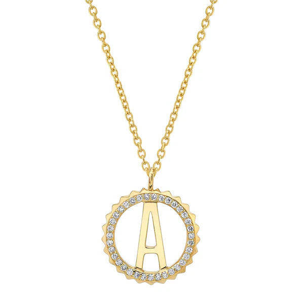 Mini Tetra Pavé Initial Medallion | Michael M. Collection