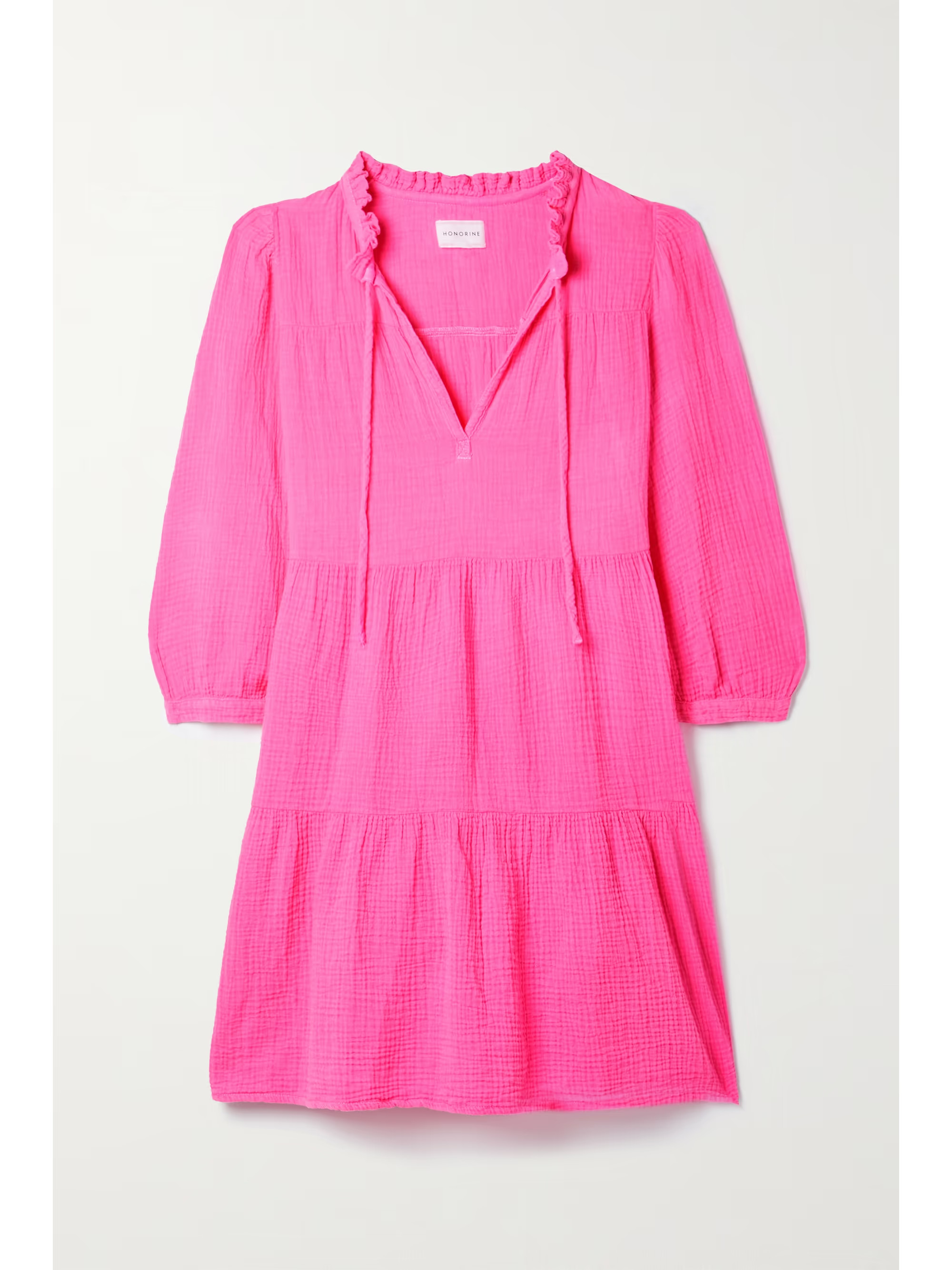 Giselle ruffled tiered cotton-seersucker mini dress | NET-A-PORTER (US)