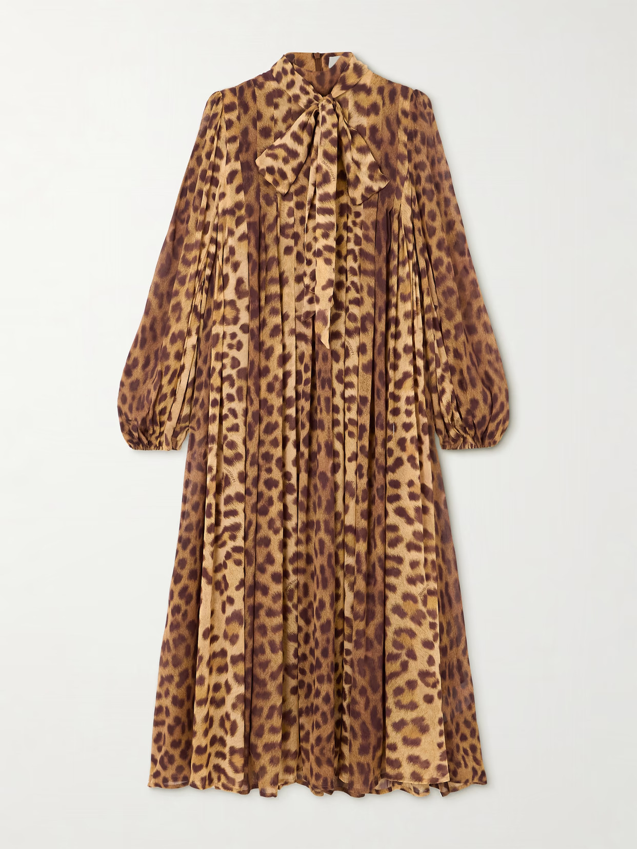 Zimmermann - Crush Tie-neck Pleated Leopard-print Crepe De Chine Midi Dress - Leopard print | NET-A-PORTER (UK & EU)