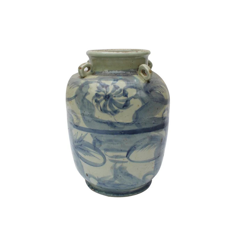Silla Four Loop Handle Twisted Flower Decorative Jar | Overstock