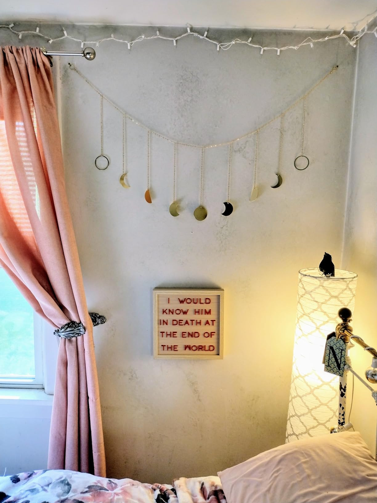 Mkono Moon Phase Wall Hanging Boho Aesthetic Room Decor Metal Moons Garland Hanging Art Bohemian ... | Amazon (US)