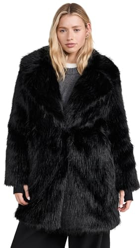SAM. Women's Faux Fur Mid Coat, Black, L | Amazon (US)