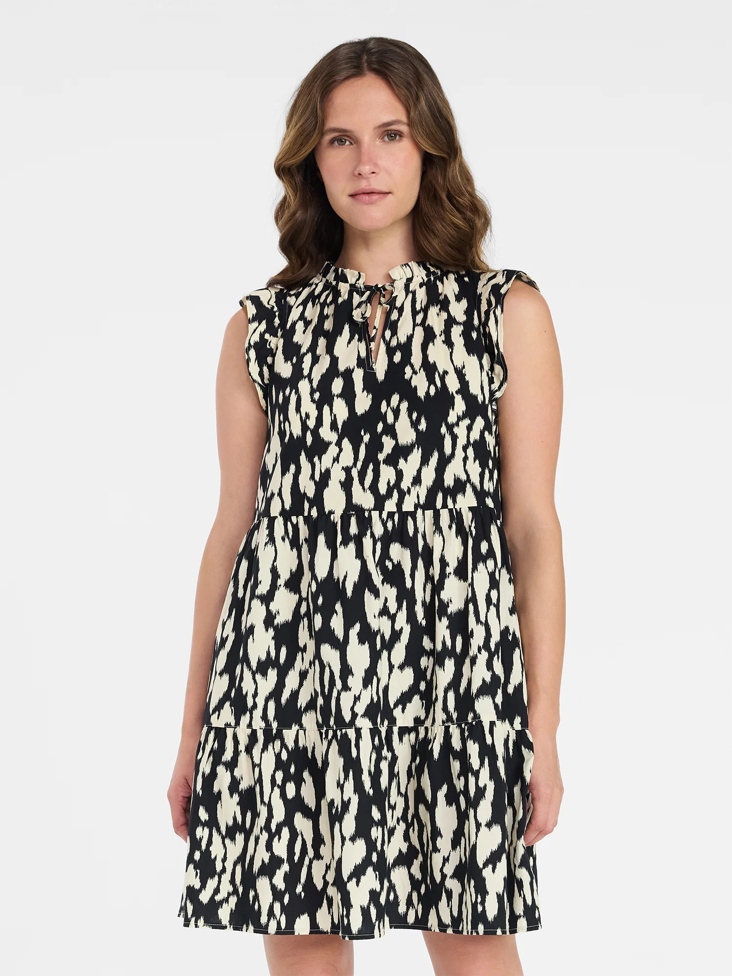 Time and Tru Women’s and Women’s Plus Flutter Sleeve Cotton Mini Dress, Sizes XS-4X | Walmart (US)