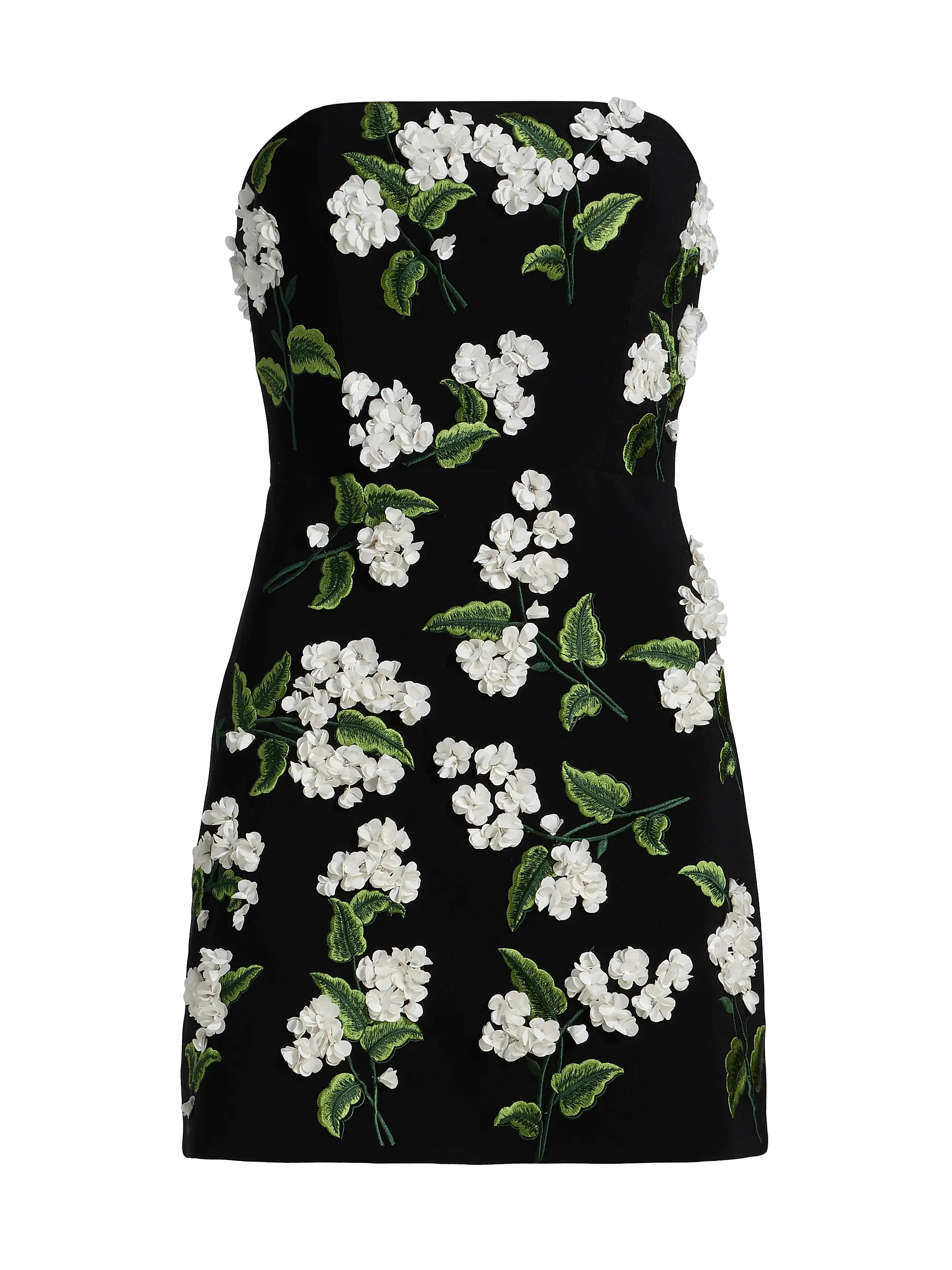 Alice + Olivia Velia Floral Appliqué Bandeau Minidress | Saks Fifth Avenue | Saks Fifth Avenue