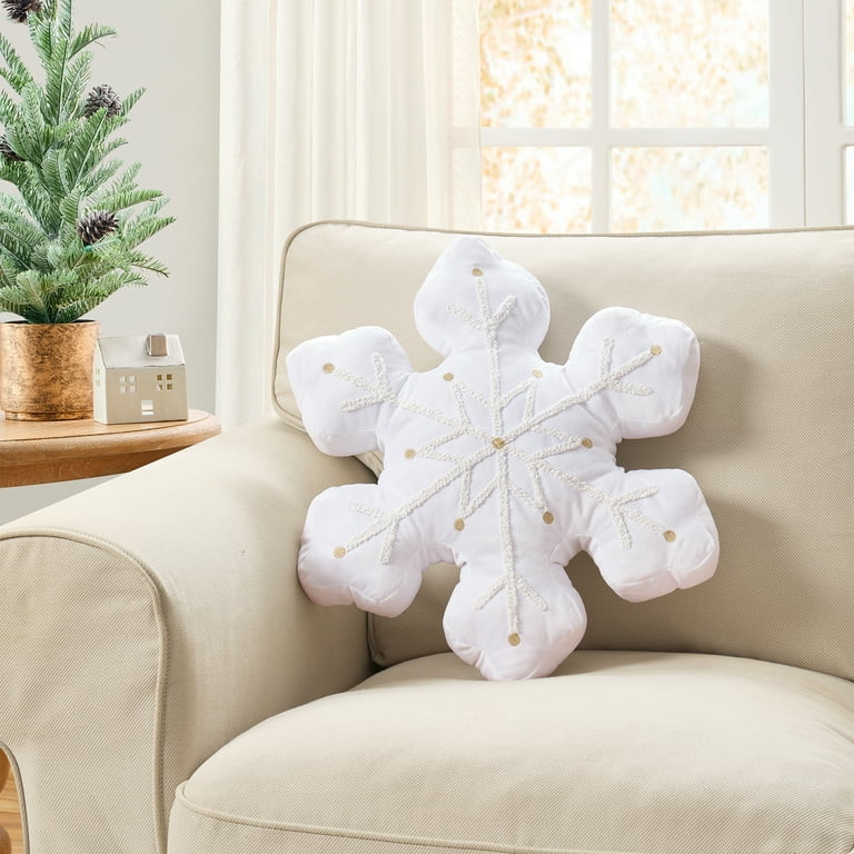 My Texas House 18" x 18" Bright White Shaped Snowflake Decorative Pillow | Walmart (US)