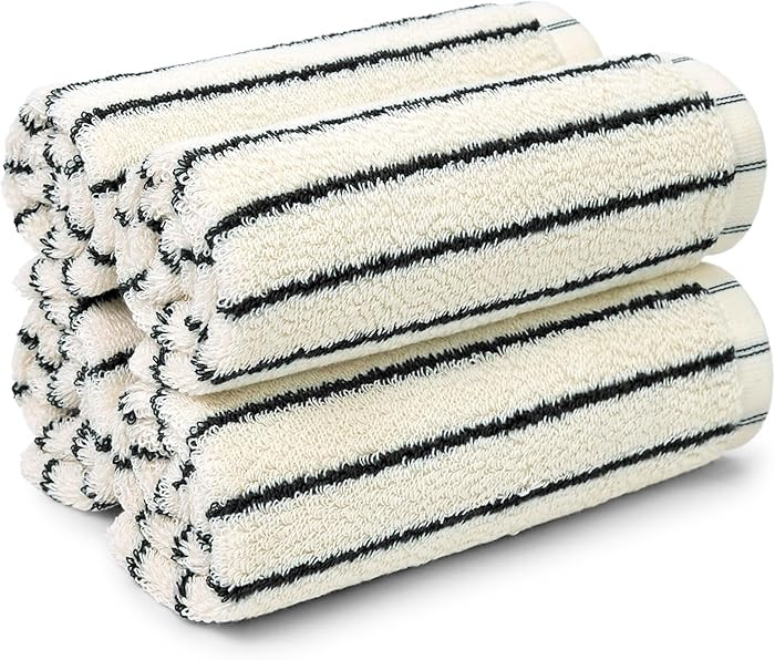 Jacquotha Striped Cotton Washcloths 4 Pack, 13” x 13” - Soft Wash Cloths for Bathroom, Kitche... | Amazon (US)