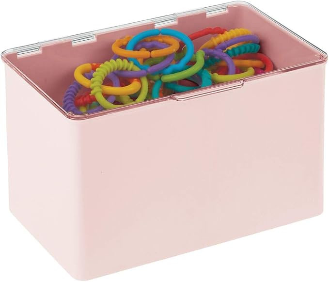 mDesign Plastic Stackable Box Household Storage Container Box with Attached Hinged Lid for Home O... | Amazon (US)