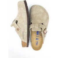 Birkenstock Boston Soft Footbed Suede Leather Clogs for Women in Taupe | Glik's
