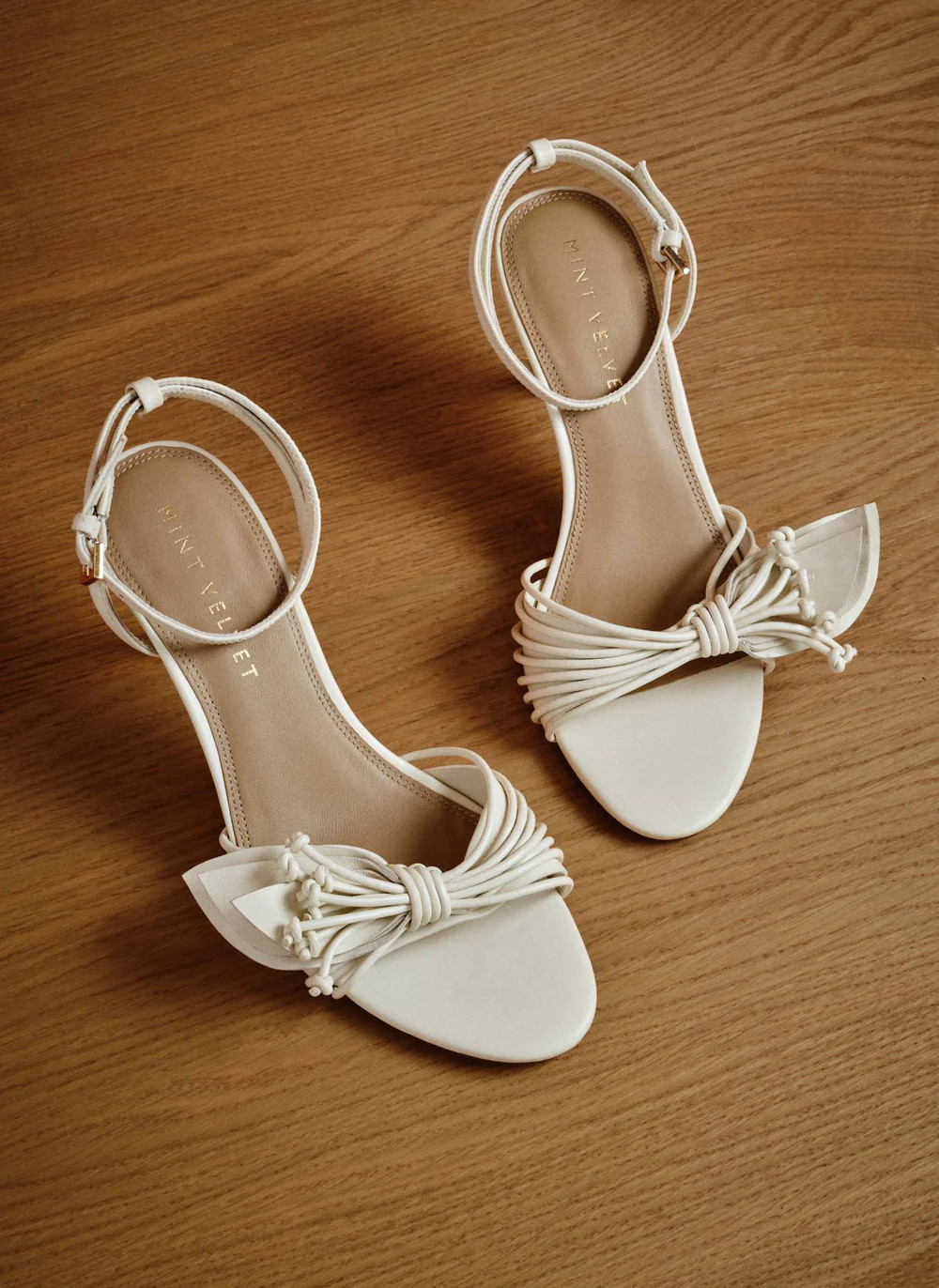 Rae Cream Leather Tassel Heeled Sandals | Mint Velvet