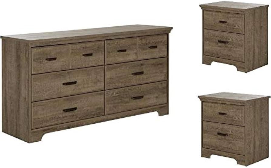 Home Square 3 Piece Modern Bedroom Furniture Set / 8 Drawers Double Dresser / 2 Nightstands with ... | Amazon (US)