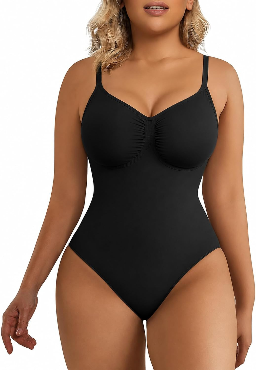 SHAPERX Women's Tummy Control Shapewear Thong Bodysuit Seamless Waist Snatching Body Shaper | Amazon (US)