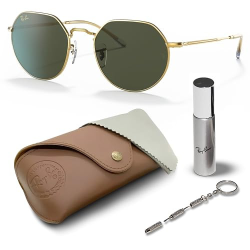 Ray-Ban RB3565 JACK Round Shape Sunglasses With Eyewear Kit Bundle - Adjustable Nose Pads - Ideal Formal and Casual Wear Retro Sunglasses | Amazon (US)